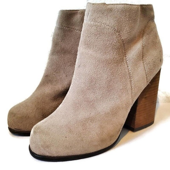 Jeffrey Campbell Ankle Boots Womens Size 6 Hanger Taupe Suede Heel Zip Booties - Picture 1 of 12